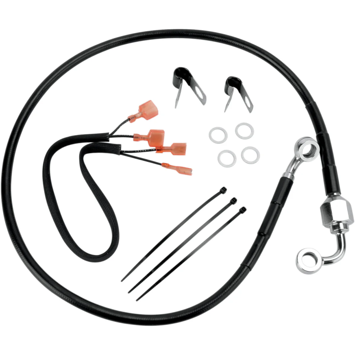 DRAG SPECIALTIES 1741-2960 Stainless Steel Brake Line Kit Brake Line - Rear - Black